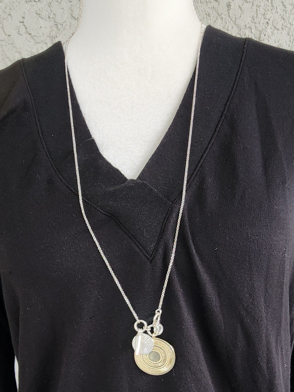 Lucky Brand Two-Tone Layered Pendant Necklace - Silver & Gold